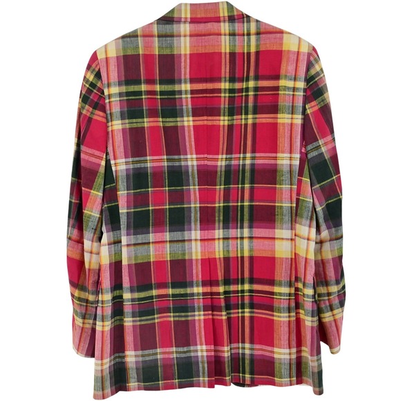 VTG Polo University Club Ralph Lauren Madras Blazer 80s Union Made Plaid Luxe - Picture 11 of 16